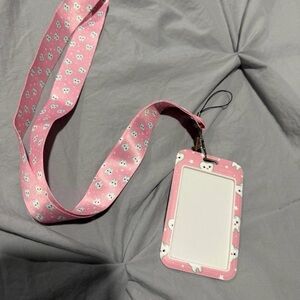 Pink Cute Character Lanyard ID Badge Holder